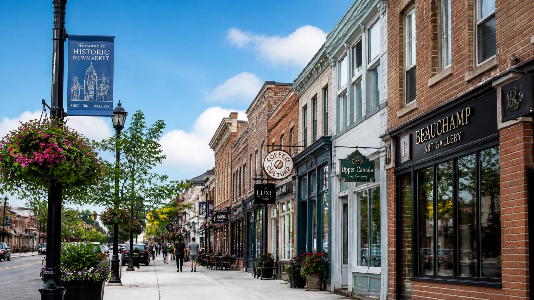 The vibrant, historic charm of Main Street in Newmarket, Ontario.