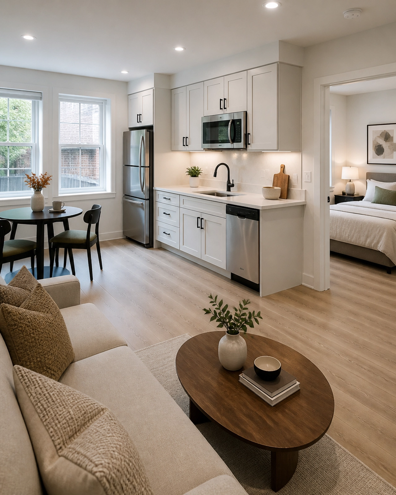 A modern, legal secondary suite in an Ontario home featuring high-quality finishes and bright lighting
