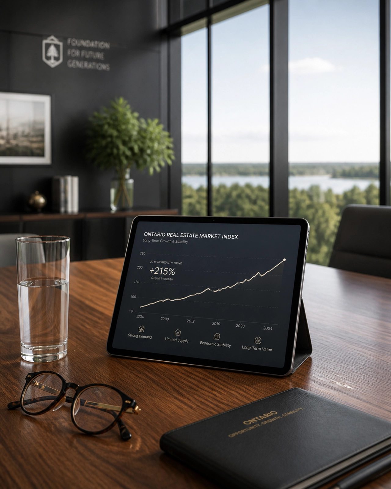 Conceptual representation of financial stability and market growth in the Ontario real estate sector.