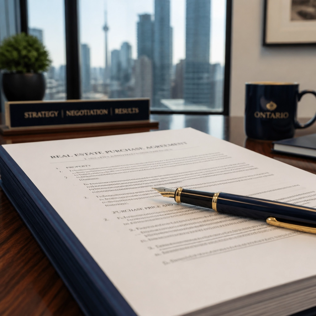 Close-up of a real estate contract, emphasizing the importance of legal precision.