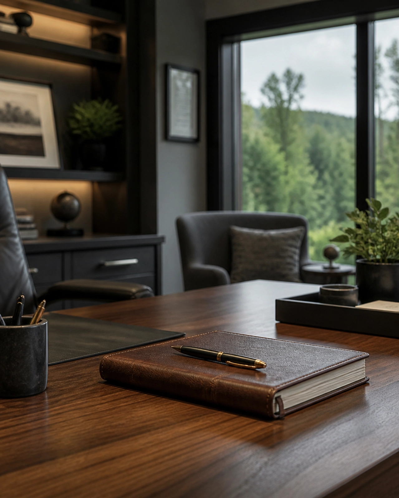 A sophisticated home office setup in Ontario, representing the strategic planning required for real estate investment.
