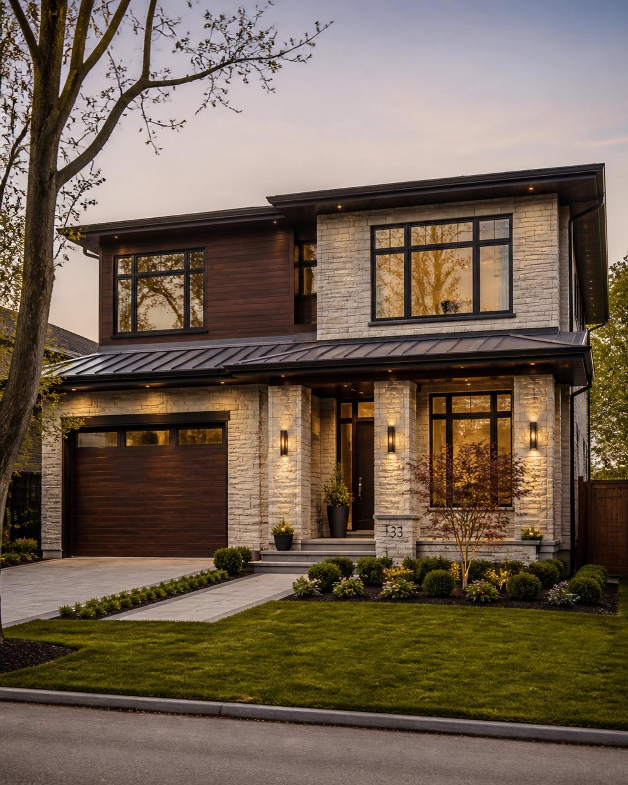 Contemporary detached home exterior in a mature Ontario neighbourhood