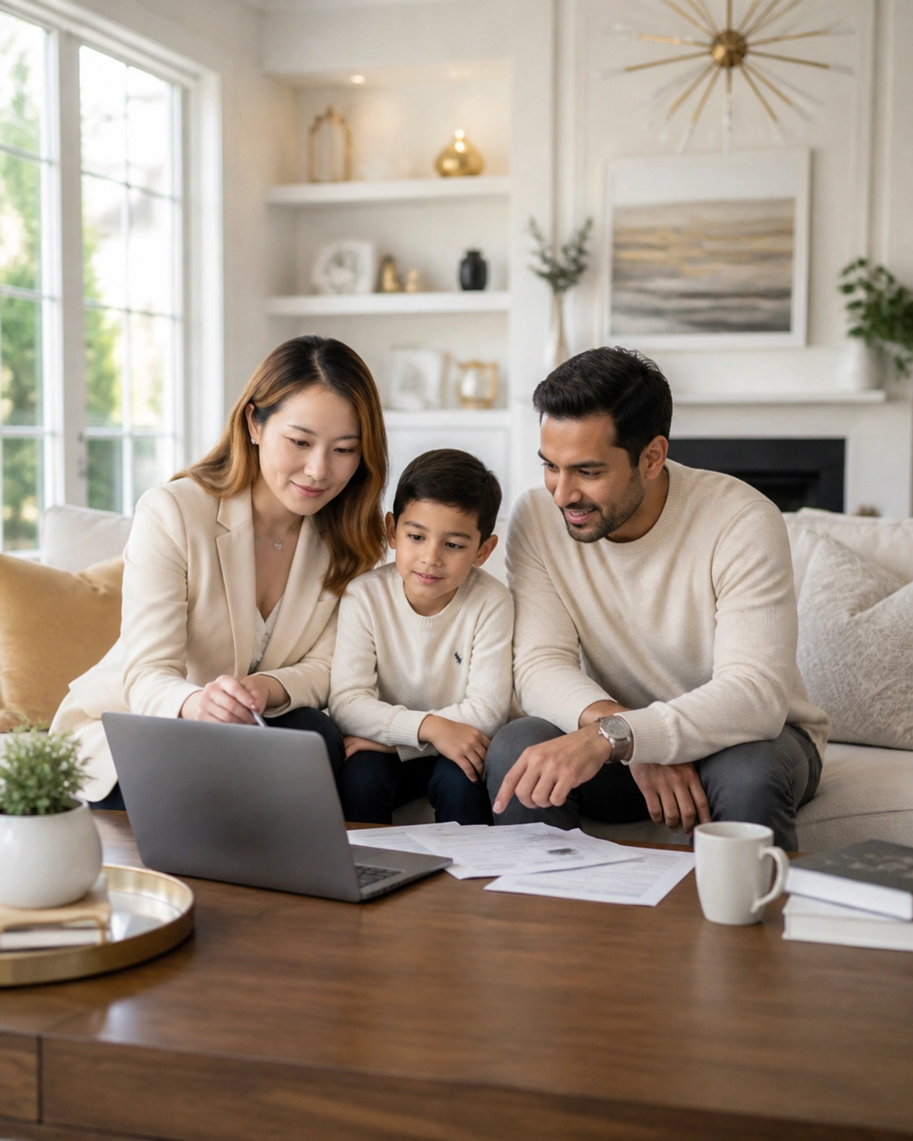 A family discussing their real estate future in a modern Ontario home