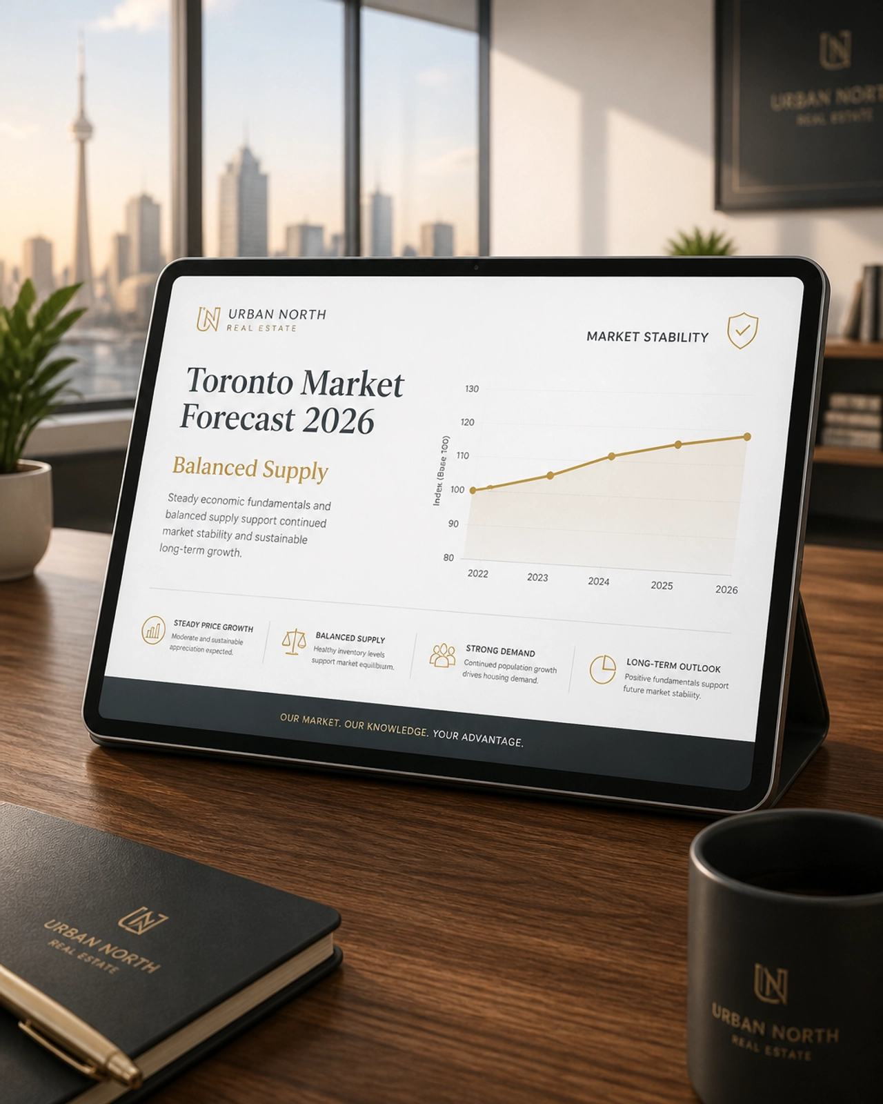 A professional data visualization showing stable market trends in the Toronto area.