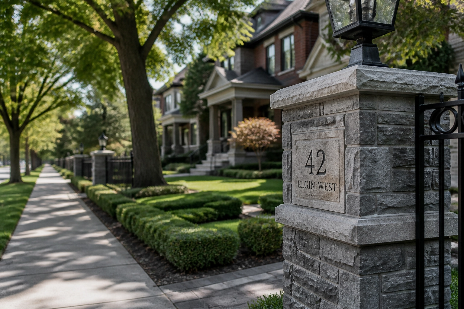 Prestigious Richmond Hill street with high-end homes representing stable school zone real estate investments.