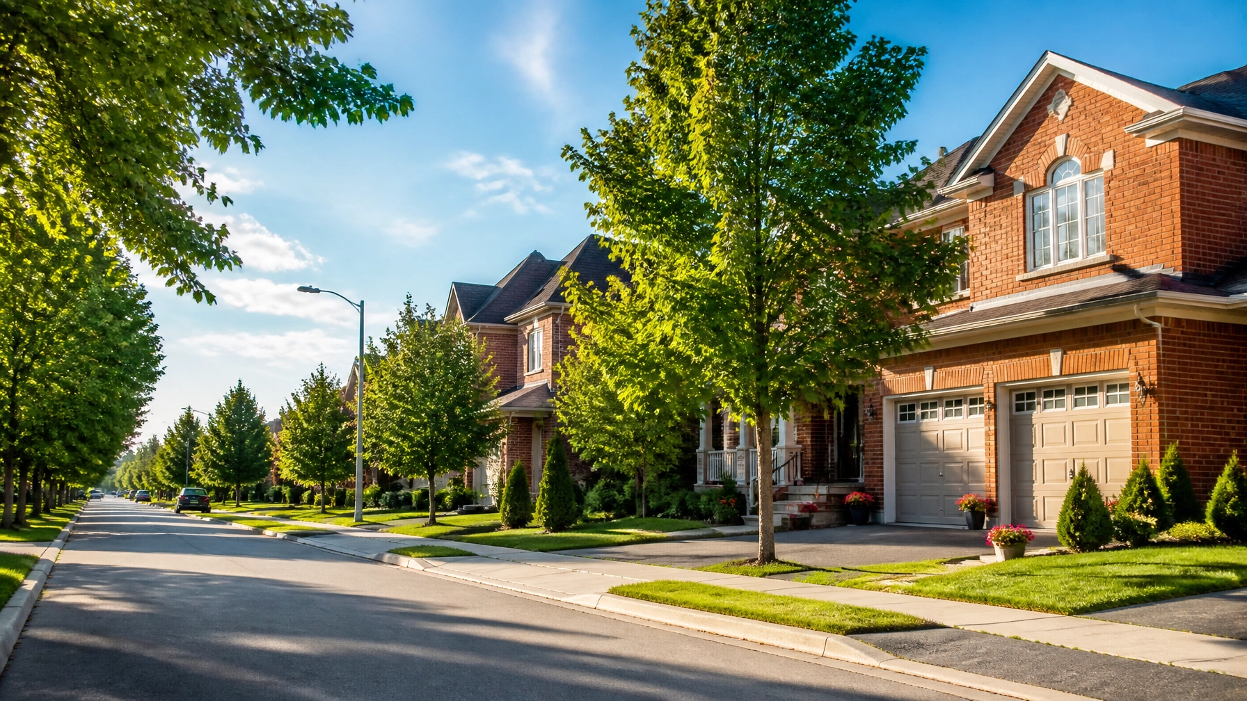 A peaceful Ontario streetscape showcasing the community-focused living in areas like Newmarket.