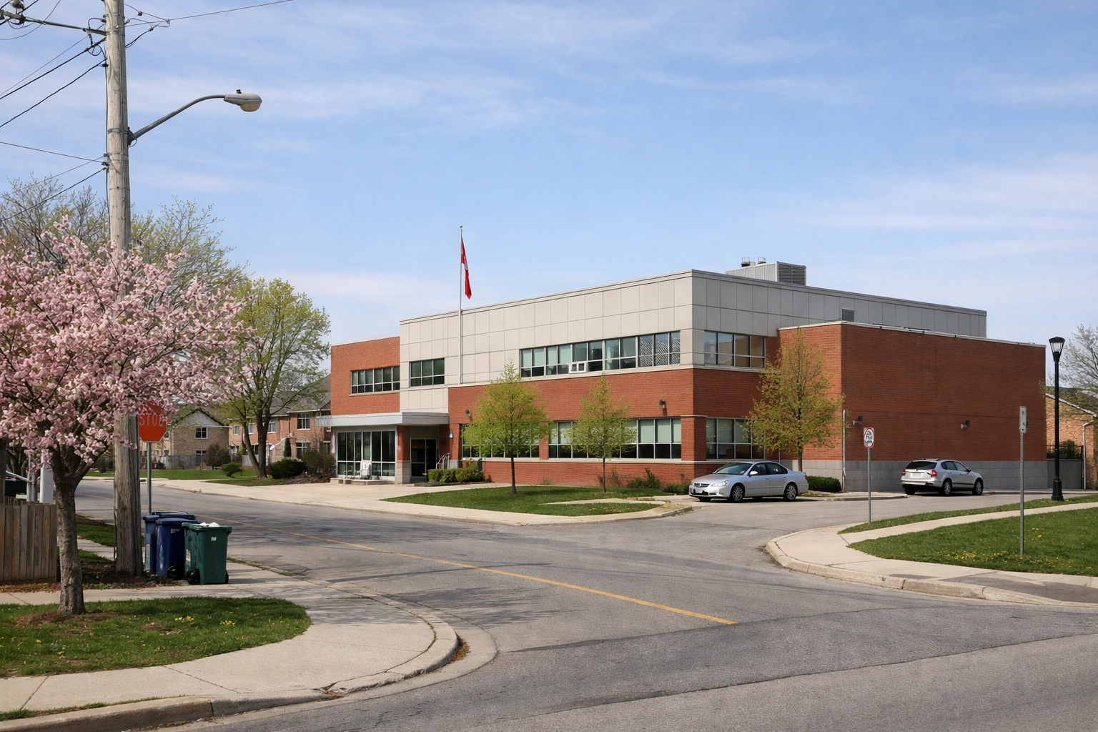 Bayview Secondary School area in Richmond Hill with surrounding residential streetscape.