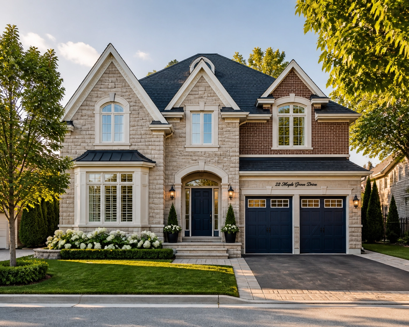 Elegant detached stone and brick family home in a prestigious Richmond Hill or Aurora neighborhood.
