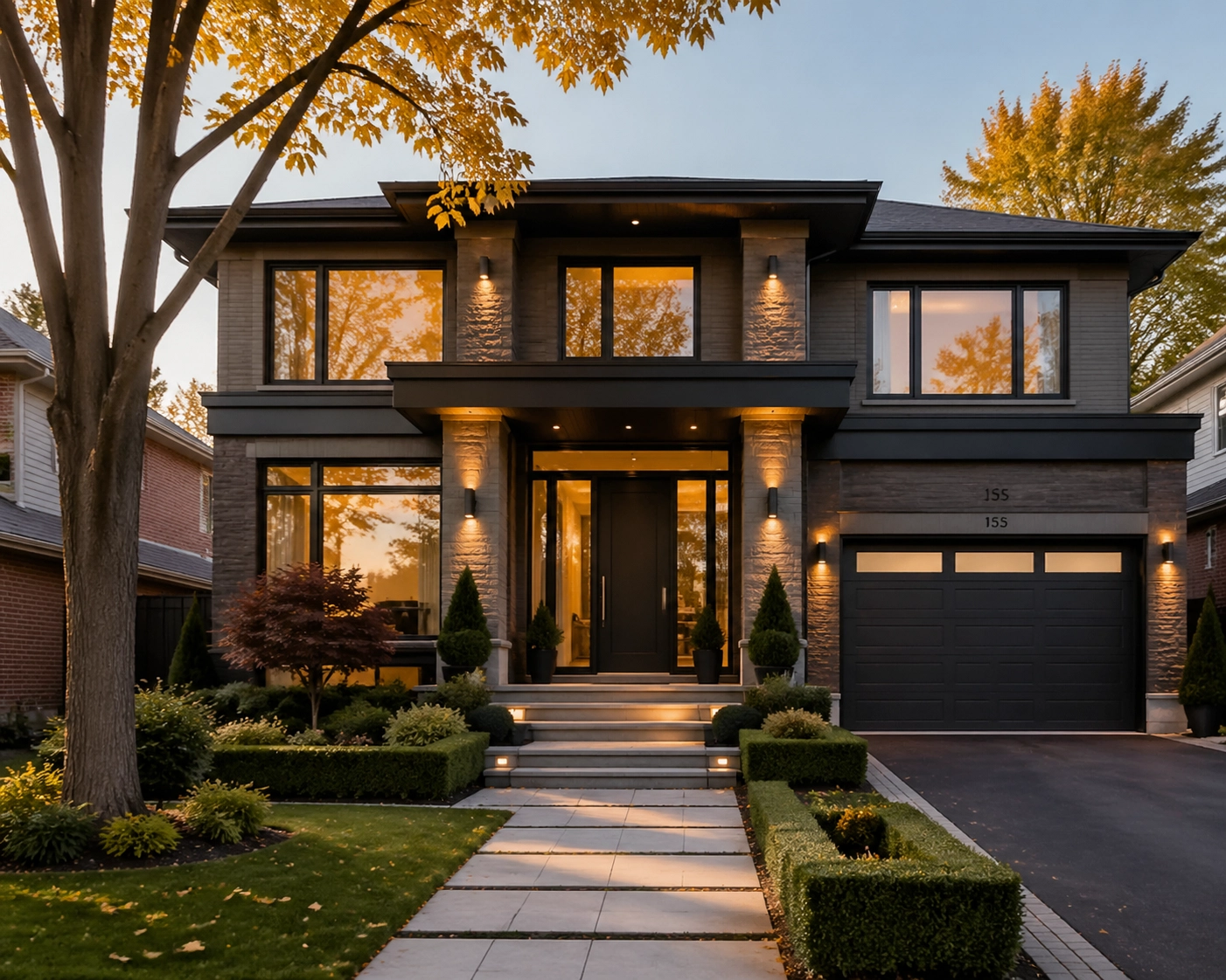 Modern detached family home in an Aurora, Ontario residential neighbourhood.