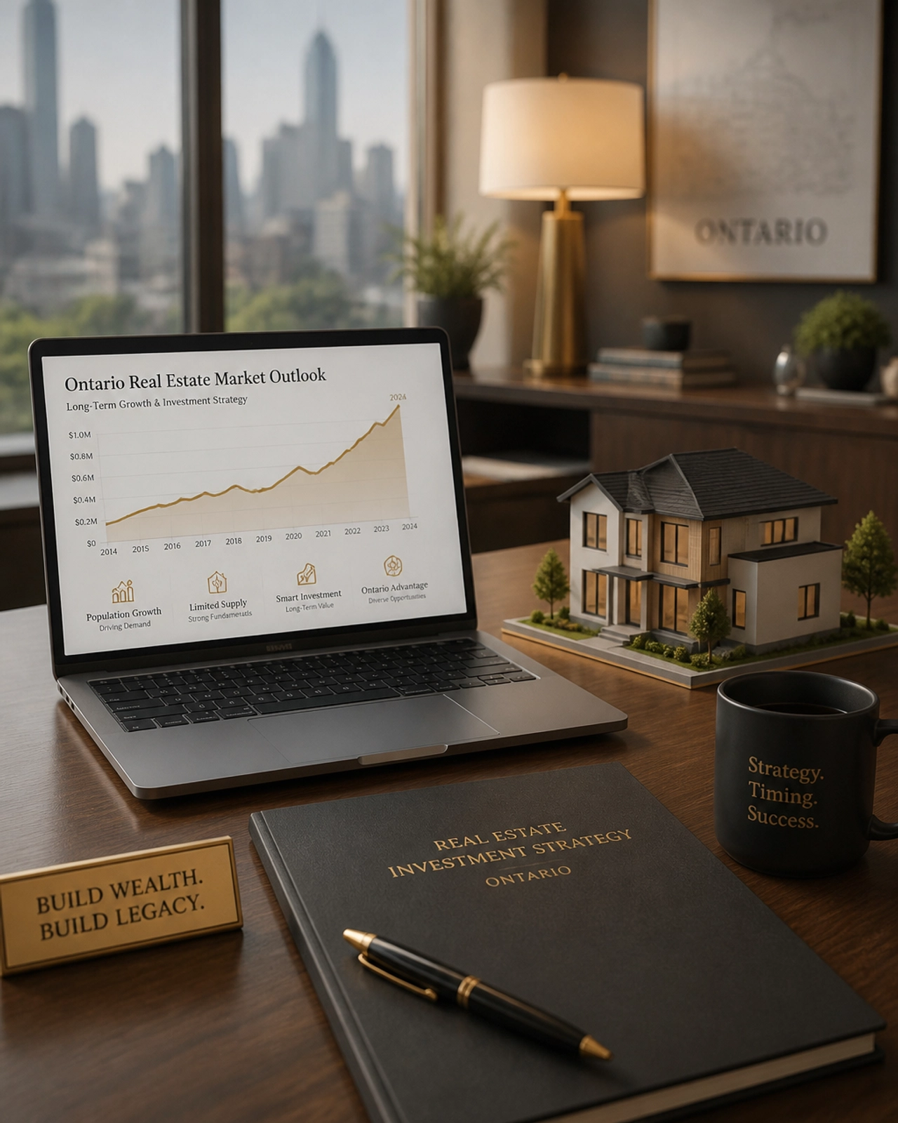 A conceptual representation of modern real estate investment strategy, featuring market analysis and architectural planning.