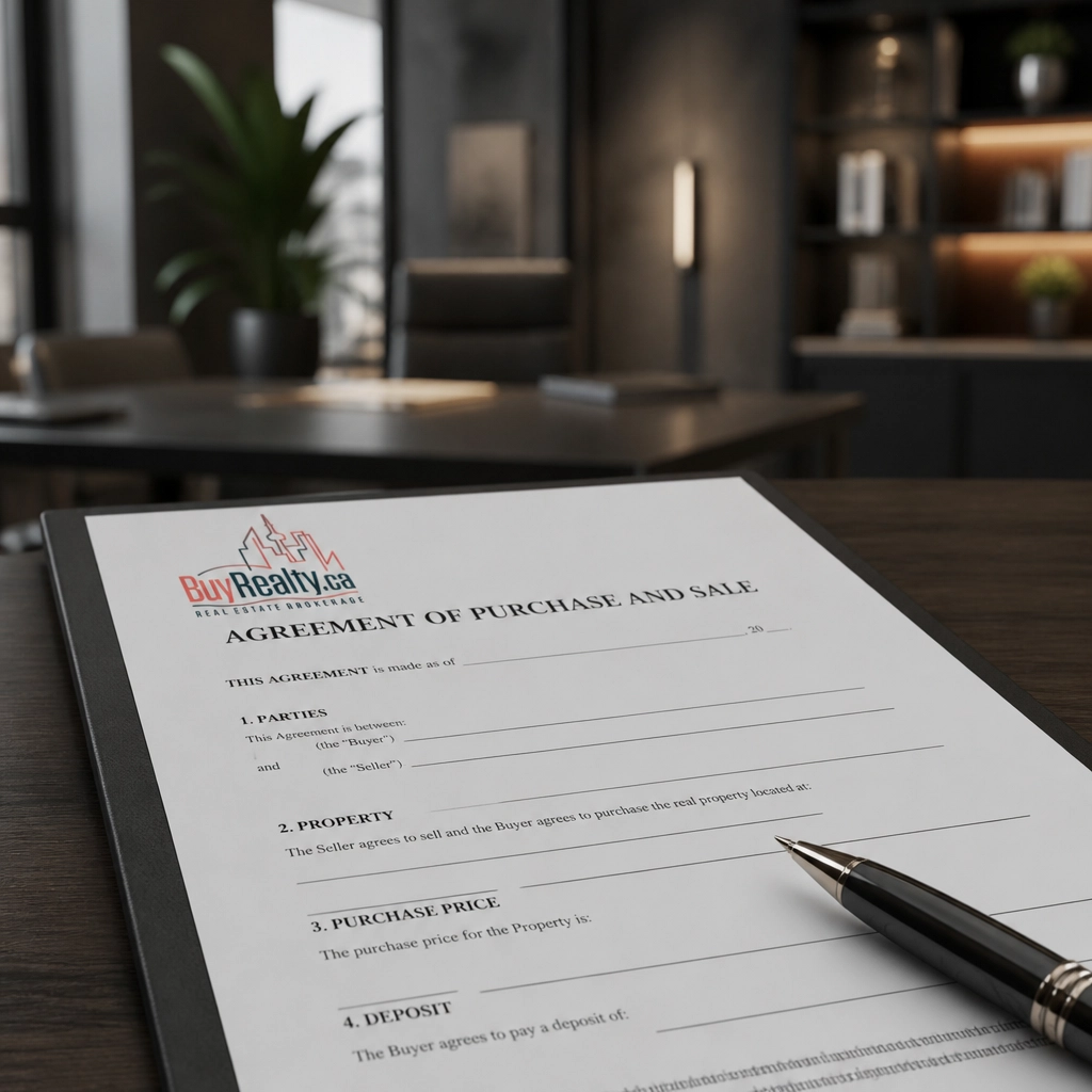 A professional real estate agreement, symbolizing the strategic and legal precision provided by BuyRealty.ca Brokerage.