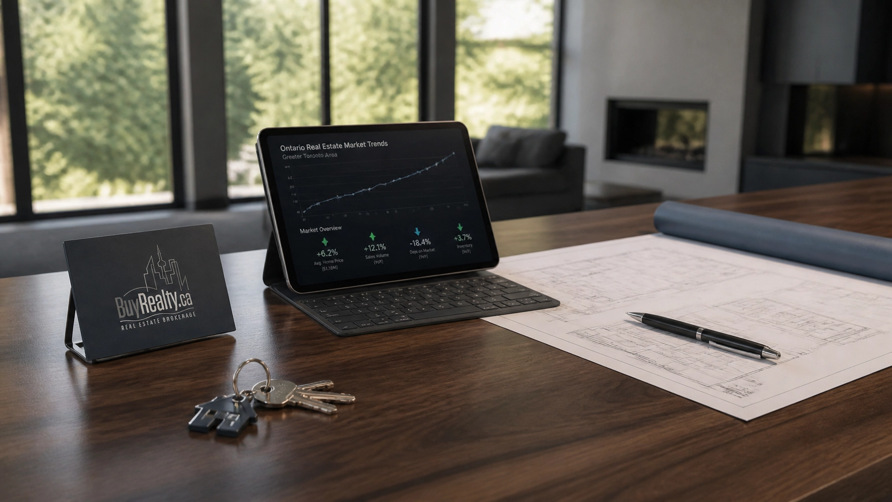 Strategic planning for a mortgage and home purchase on a professional desk.