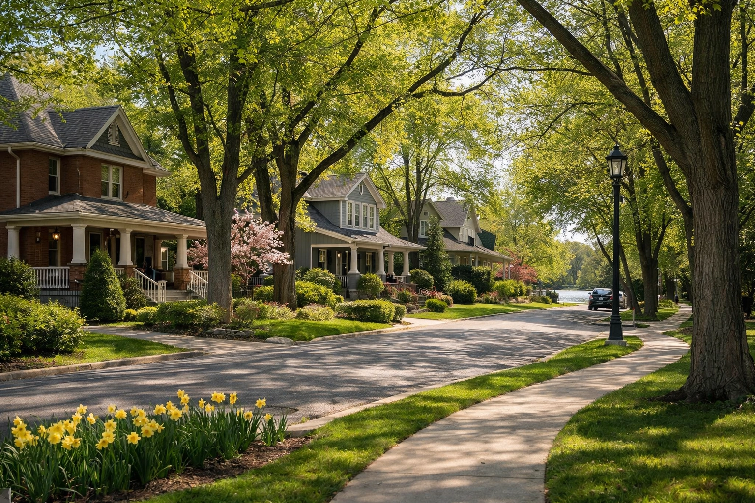 Editorial view of the Mill Pond neighbourhood streetscape in Richmond Hill, Ontario.