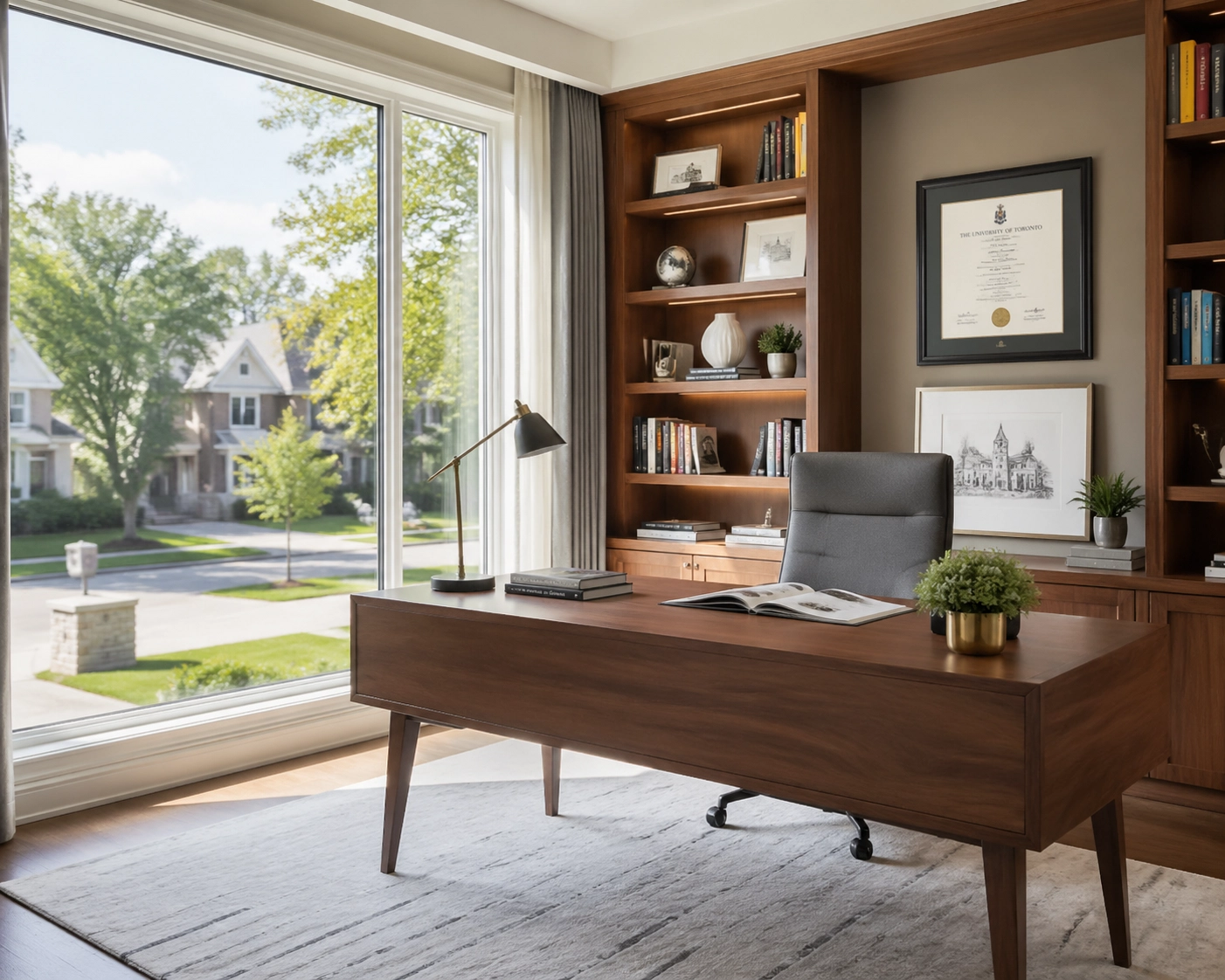 Modern study area in a Richmond Hill home near top schools like Bayview Secondary.