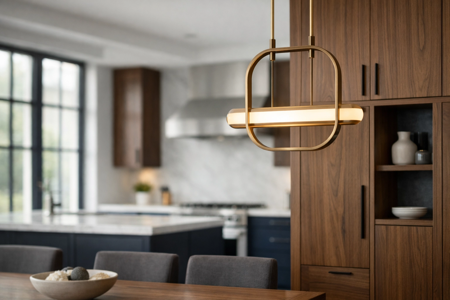Modern Ontario kitchen interior illustrating permanent fixtures like lighting and cabinetry for home buyers.