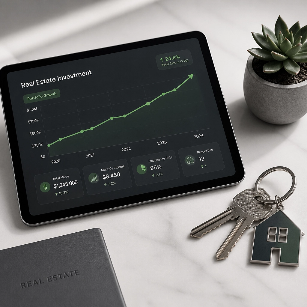Real estate investment metrics and growth visualization