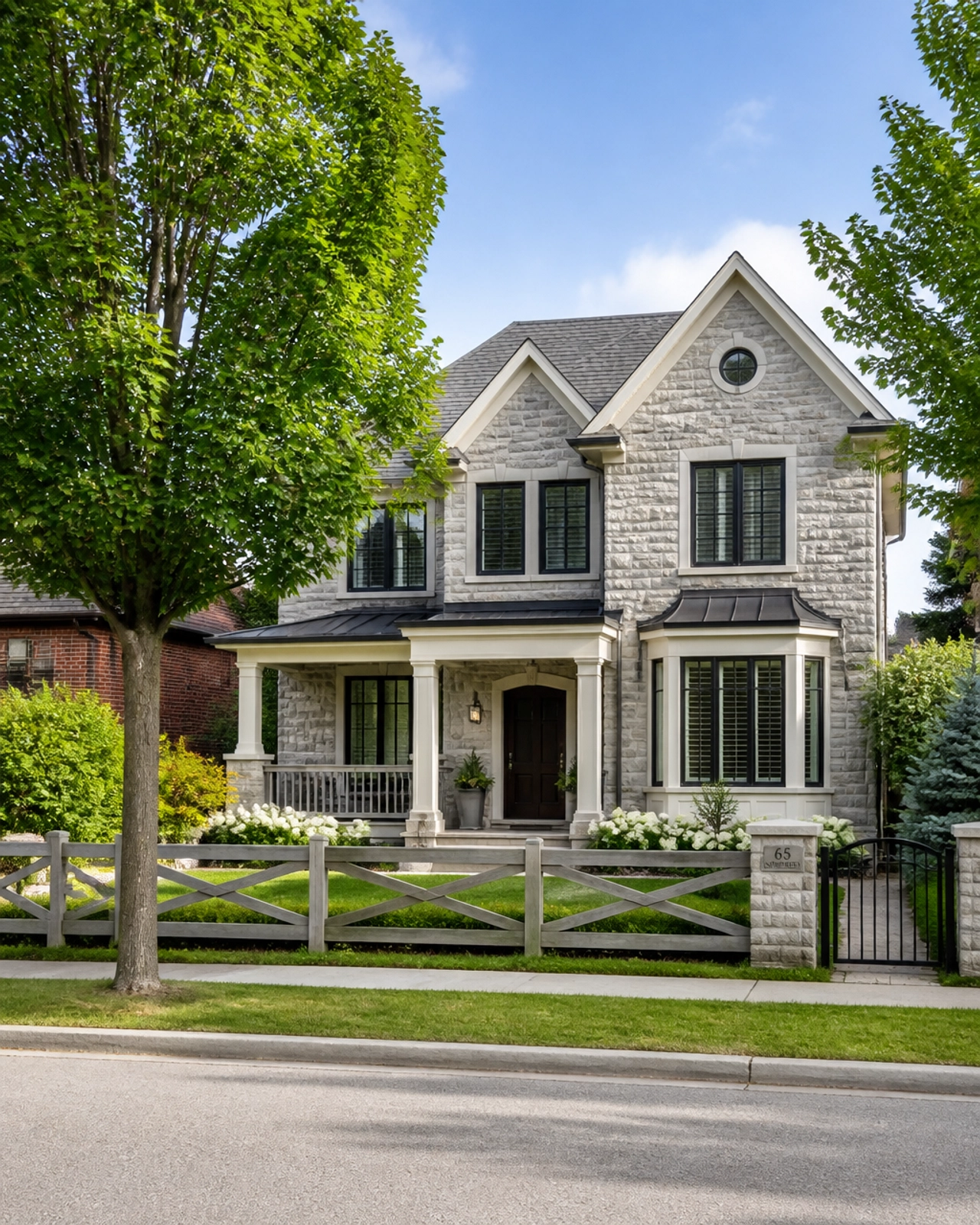 A scenic view of a quiet, upscale neighbourhood in Aurora, Ontario.