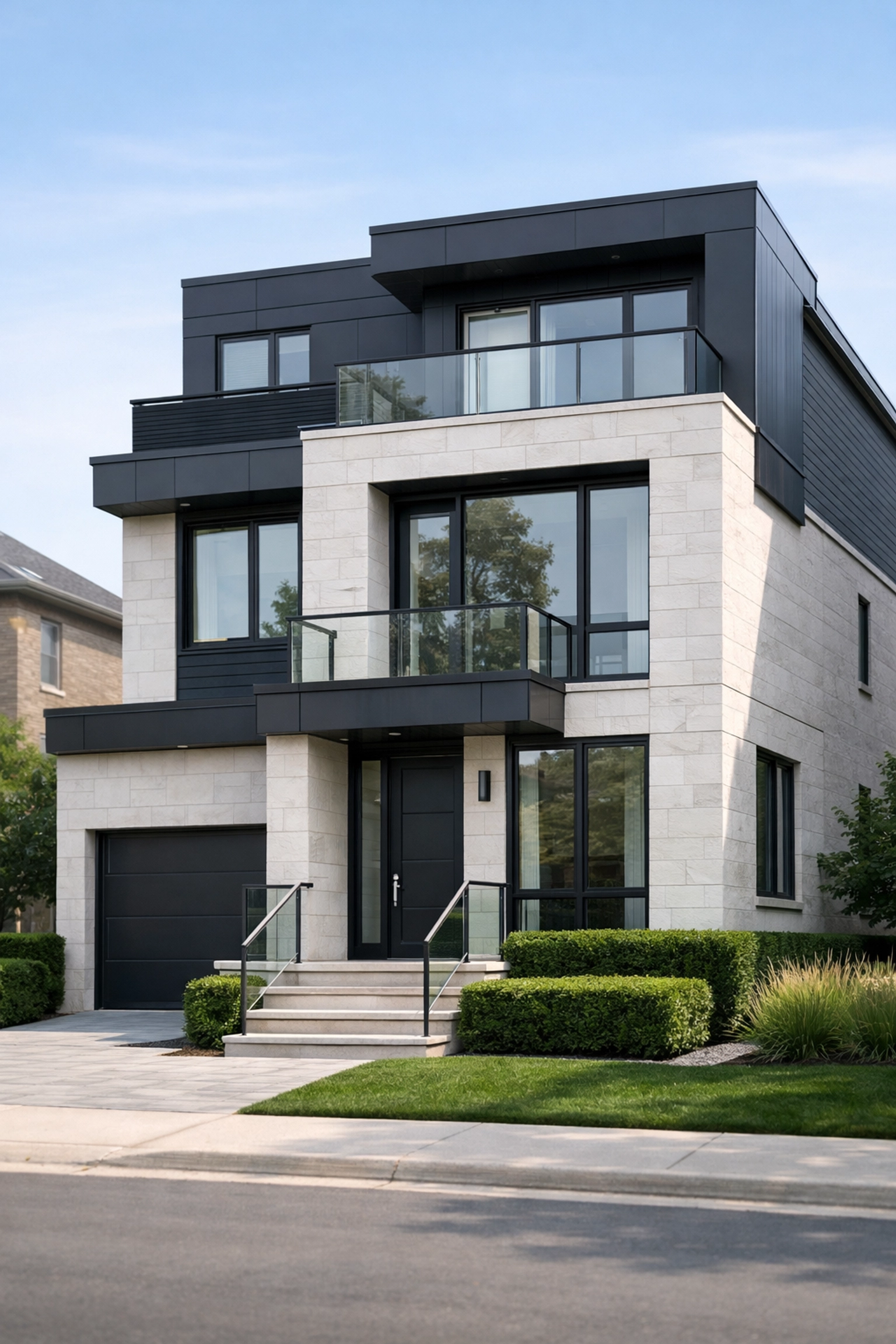 Contemporary freehold townhouse in Richmond Hill, Ontario, showcasing modern real estate architecture.